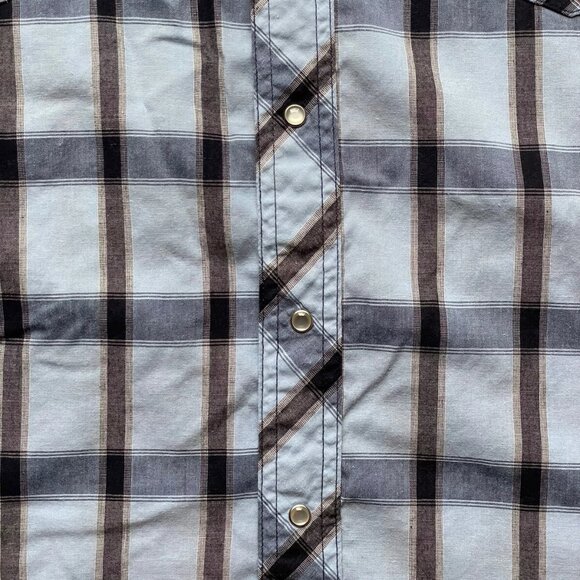 Wrangler Pearl Snap Shirt Mens XL Blue Plaid Western Short Sleeve Cowboy Rodeo - Picture 7 of 8